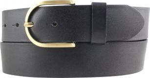 Überlängengürtel für Damen aus Vollrindleder mit goldener Gürtelschließe 4,0 cm Schwarz