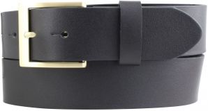 Überlängengürtel aus Vollrindleder mit goldener Gürtelschnalle 4,0 cm Schwarz