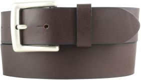 Überlängengürtel aus Vollrindleder mit altsilberner Gürtelschnalle 4,0 cm Braun