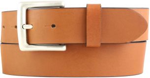Überlängengürtel aus Vollrindleder mit altsilberner Gürtelschnalle 4,0 cm Cognac