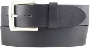 Überlängengürtel aus Vollrindleder mit altsilberner Gürtelschnalle 4,0 cm Schwarz
