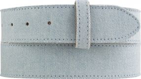 Gürtel aus Leder und Denim ohne Schließe 4,0 cm Jeansblau