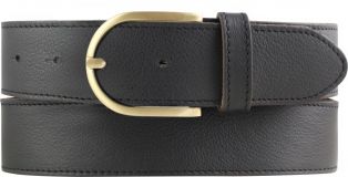 Weicher Damen-Gürtel aus Nappaleder mit Steppnaht mit goldener Gürtelschließe 4,0 cm Schwarz