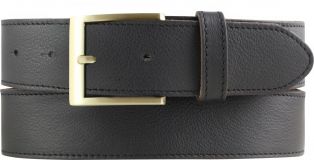 Weicher Herren-G�rtel aus Nappaleder mit Steppnaht und goldener G�rtelschlie�e 4,0 cm Schwarz