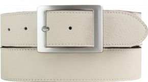 Weicher Herren-Gürtel aus Nappaleder mit Steppnaht Doppelschließe 4,0 cm Beige