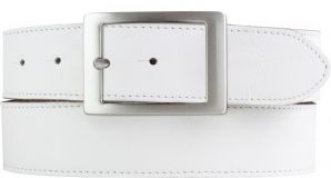 Weicher Herren-Gürtel aus Nappaleder mit Steppnaht Doppelschließe 4,0 cm Weiß