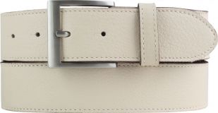 Weicher Herren-Gürtel aus Nappaleder mit Steppnaht 4,0 cm Beige