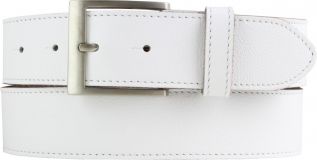 Weicher Herren-Gürtel aus Nappaleder mit Steppnaht 4,0 cm Weiß