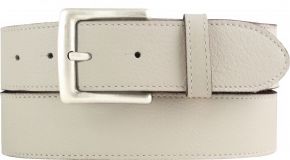 Weicher Herren-Gürtel aus Nappaleder mit Steppnaht 4,0 cm Beige