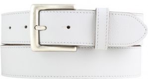 Weicher Herren-Gürtel aus Nappaleder mit Steppnaht 4,0 cm Weiß