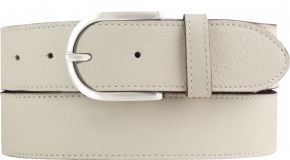 Weicher Damen-Gürtel aus Nappaleder mit Steppnaht 4,0 cm Beige