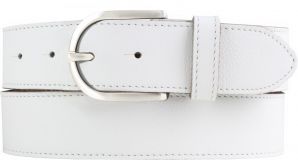 Weicher Damen-Gürtel aus Nappaleder mit Steppnaht 4,0 cm Weiß
