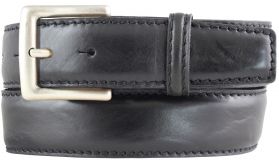 G�rtel aus Vollrindleder bombiert mit altsilberner G�rtelschlie�e 4,0 cm Schwarz
