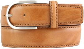 Damengürtel aus Vollrindleder bombiert 4,0 cm Cognac