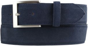 Velours-Gürtel mit Edelstahl-Gürtelschnalle 4,0 cm Marine