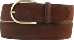 Dameng�rtel aus Veloursleder mit goldener G�rtelschlie�e 4,0 cm Tabac