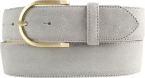 Dameng�rtel aus Veloursleder mit goldener G�rtelschlie�e 4,0 cm Hellgrau