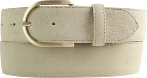 Dameng�rtel aus Veloursleder mit goldener G�rtelschlie�e 4,0 cm Beige