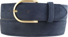 Dameng�rtel aus Veloursleder mit goldener G�rtelschlie�e 4,0 cm Marine