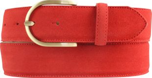Dameng�rtel aus Veloursleder mit goldener G�rtelschlie�e 4,0 cm Rot