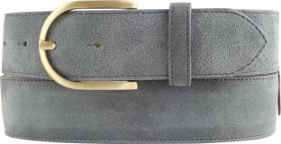 Dameng�rtel aus Veloursleder mit goldener G�rtelschlie�e 4,0 cm Dunkelgrau