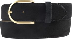 Dameng�rtel aus Veloursleder mit goldener G�rtelschlie�e 4,0 cm Schwarz