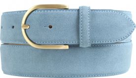Dameng�rtel aus Veloursleder mit goldener G�rtelschlie�e 4,0 cm Jeansblau