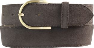 Dameng�rtel aus Veloursleder mit goldener G�rtelschlie�e 4,0 cm Dunkelbraun