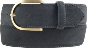Dameng�rtel aus Veloursleder mit goldener G�rtelschlie�e 4,0 cm Anthrazit