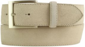 Gürtel aus Veloursleder mit goldener Gürtelschnalle 4,0 cm Beige