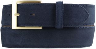 Gürtel aus Veloursleder mit goldener Gürtelschnalle 4,0 cm Marine