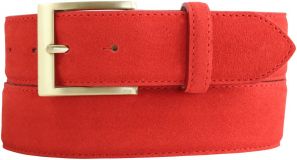 Gürtel aus Veloursleder mit goldener Gürtelschnalle 4,0 cm Rot
