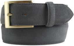 Gürtel aus Veloursleder mit goldener Gürtelschnalle 4,0 cm Dunkelgrau
