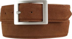 Gürtel aus Veloursleder mit Doppel-Schnalle 4,0 cm Tabac