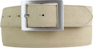 Gürtel aus Veloursleder mit Doppel-Schnalle 4,0 cm Beige
