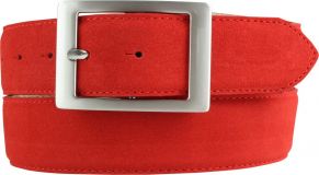 Gürtel aus Veloursleder mit Doppel-Schnalle 4,0 cm Rot