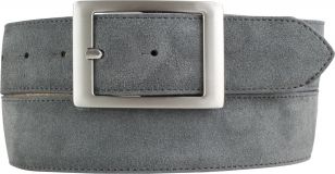 Gürtel aus Veloursleder mit Doppel-Schnalle 4,0 cm Dunkelgrau