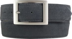 Gürtel aus Veloursleder mit Doppel-Schnalle 4,0 cm Anthrazit