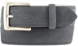 Gürtel aus Veloursleder mit altsilberner Gürtelschnalle 4,0 cm Dunkelgrau