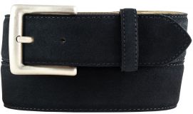 Gürtel aus Veloursleder mit altsilberner Gürtelschnalle 4,0 cm Schwarz