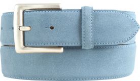 Gürtel aus Veloursleder mit altsilberner Gürtelschnalle 4,0 cm Jeansblau