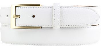 Anzug-Gürtel aus gemasertem Leder mit Steppnaht gold 3,0 cm Weiß