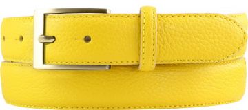 Anzug-Gürtel aus gemasertem Leder mit Steppnaht gold 3,0 cm Gelb