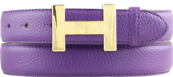 Damen-G�rtel HAILEY aus gemasertem Leder mit Steppnaht 3,0 cm Gold Lila