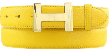 Damen-G�rtel HAILEY aus gemasertem Leder mit Steppnaht 3,0 cm Gold Gelb