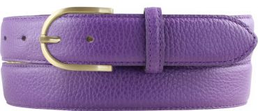 Damen-Gürtel aus gemasertem Leder mit Steppnaht 3,0 cm gold Lila