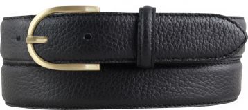 Damen-Gürtel aus gemasertem Leder mit Steppnaht 3,0 cm gold Schwarz
