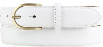 Damen-Gürtel aus gemasertem Leder mit Steppnaht 3,0 cm gold Weiß