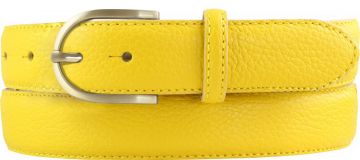 Damen-Gürtel aus gemasertem Leder mit Steppnaht 3,0 cm gold Gelb