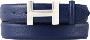 Damen-Gürtel HAILEY aus gemasertem Leder mit Steppnaht 3,0 cm Silber Blau